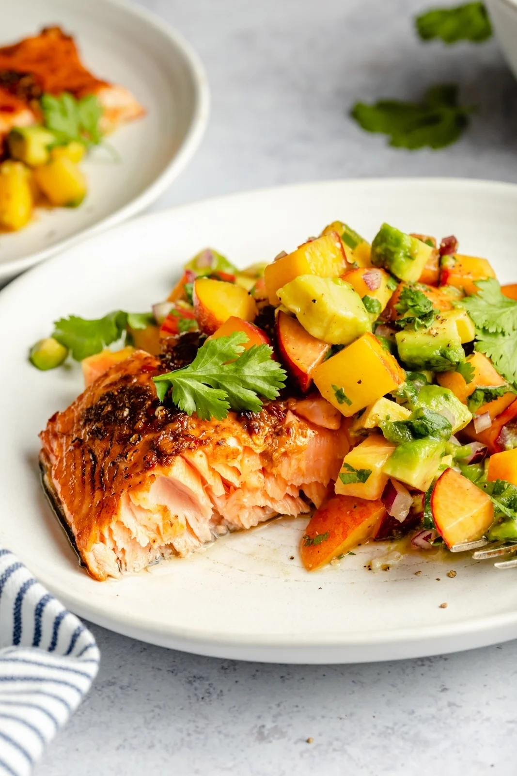 Zalig pittige zalm met perzikken
