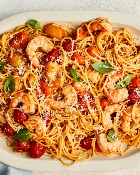 Makkelijke linguini met garnaal