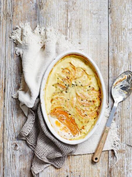 Pompoengratin met gruyère en salie